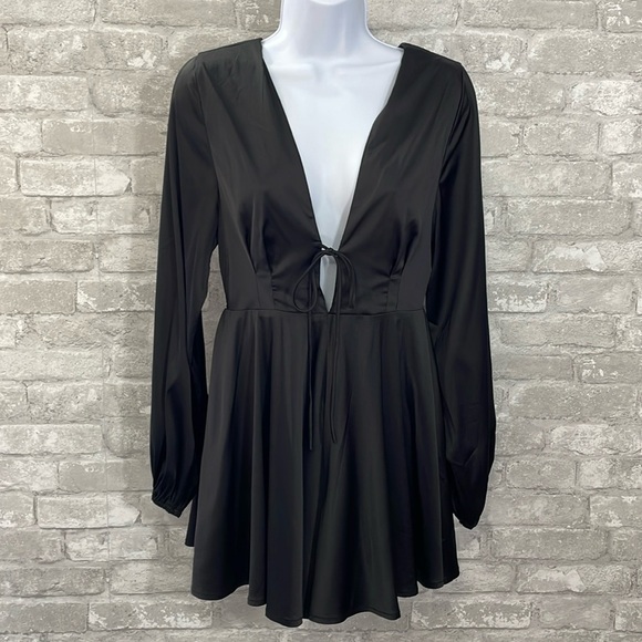 Adika Satin Deep V Romper - Picture 1 of 7